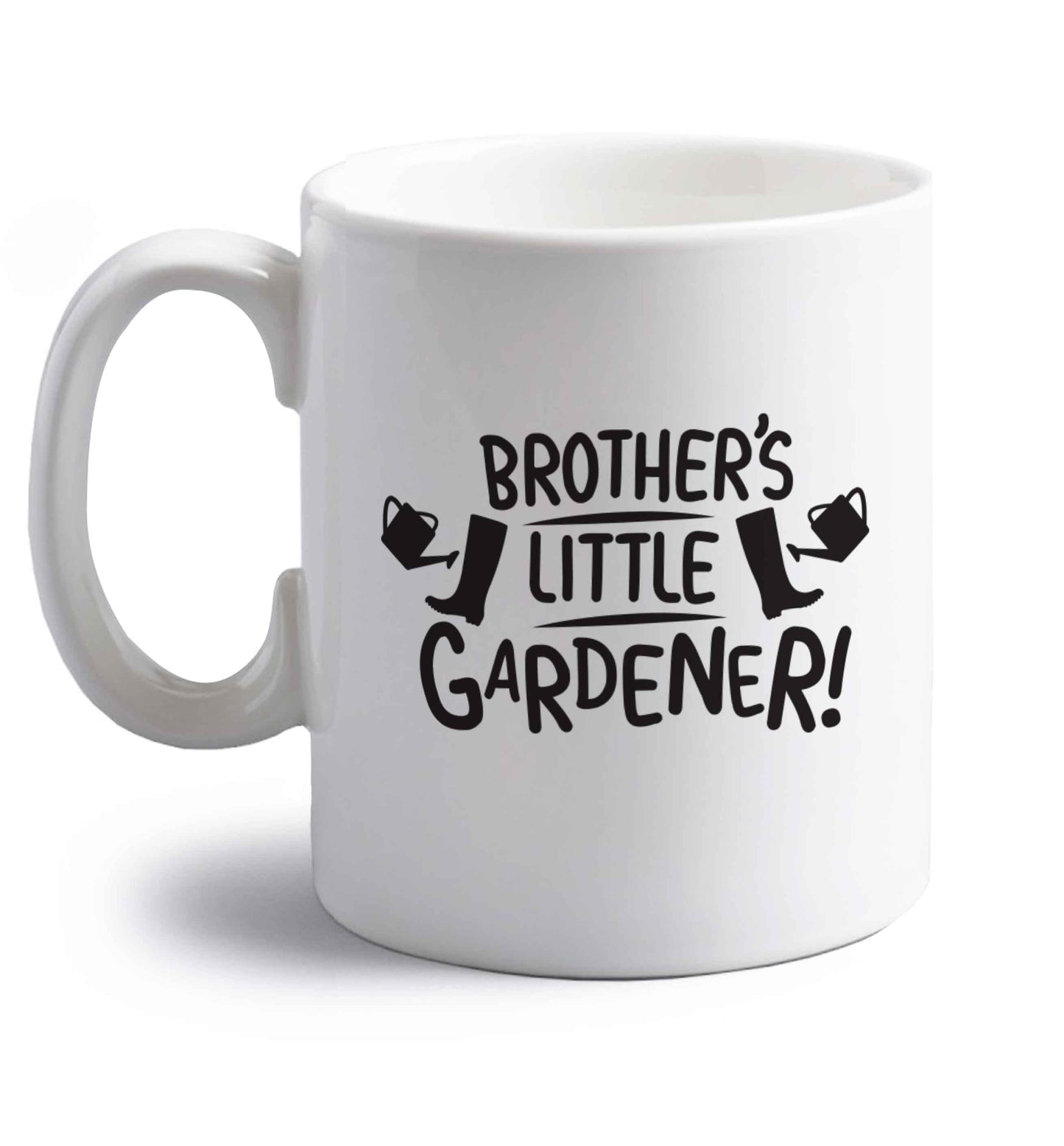 Brother's little gardener right handed white ceramic mug 
