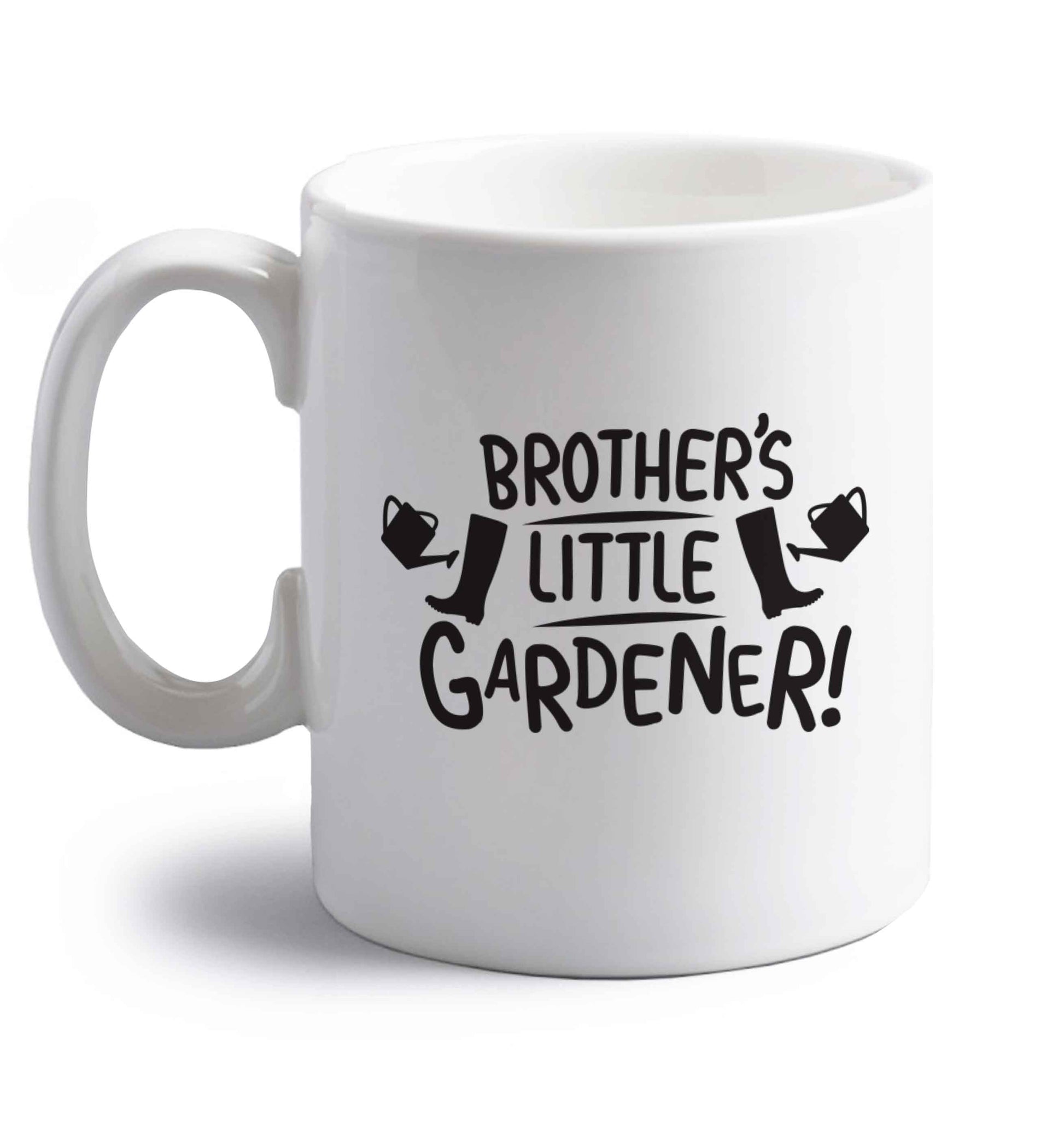 Brother's little gardener right handed white ceramic mug 