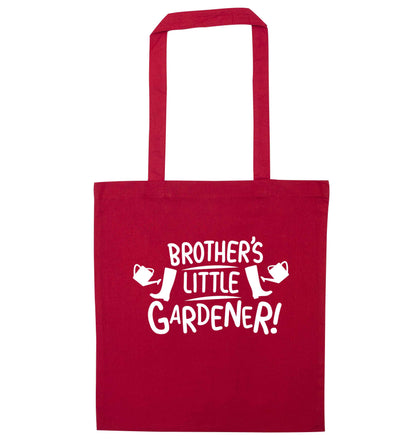 Brother's little gardener red tote bag