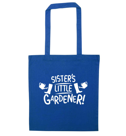 Sister's little gardener blue tote bag