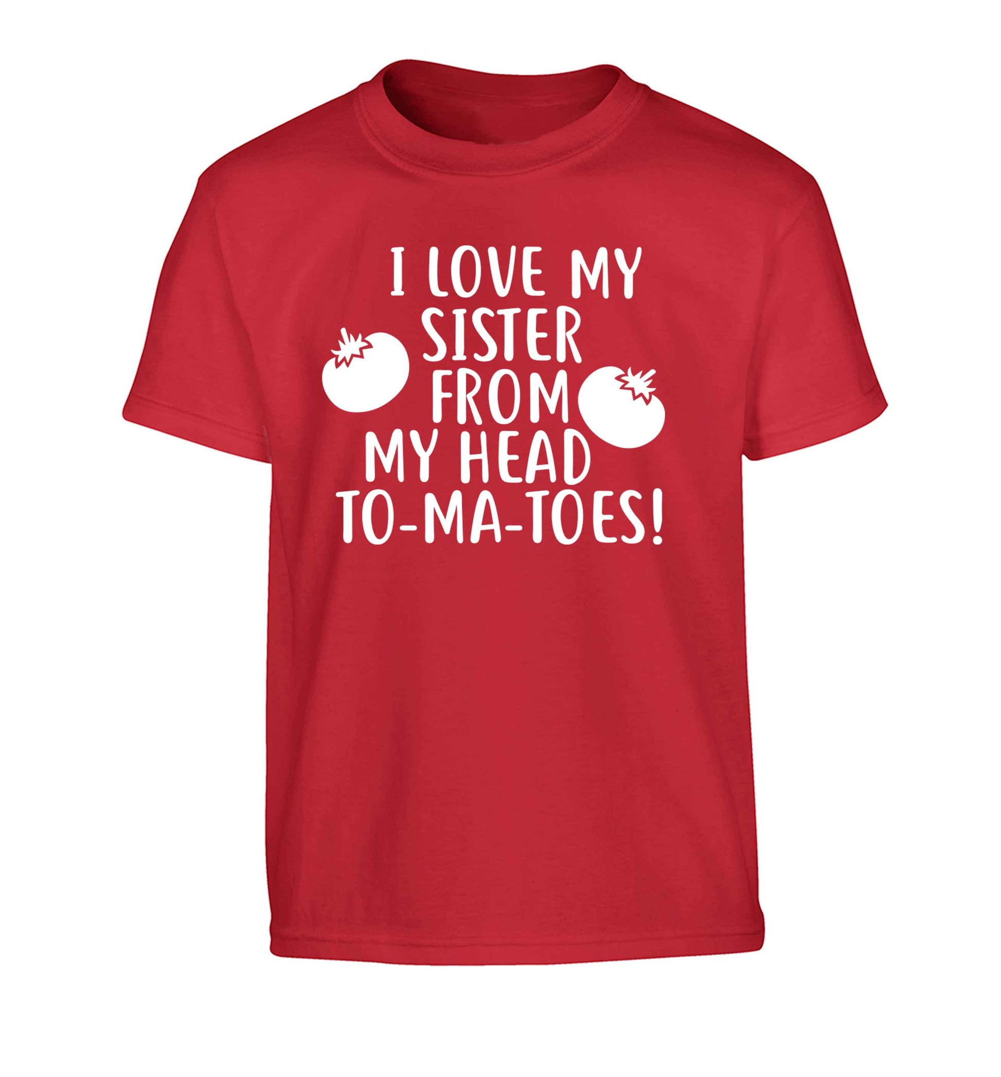 I love my sister from my head to-ma-toes Children's red Tshirt 12-13 Years
