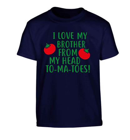 I love my brother from my head to-ma-toes Children's navy Tshirt 12-13 Years