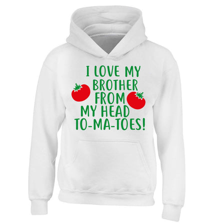I love my brother from my head to-ma-toes children's white hoodie 12-13 Years