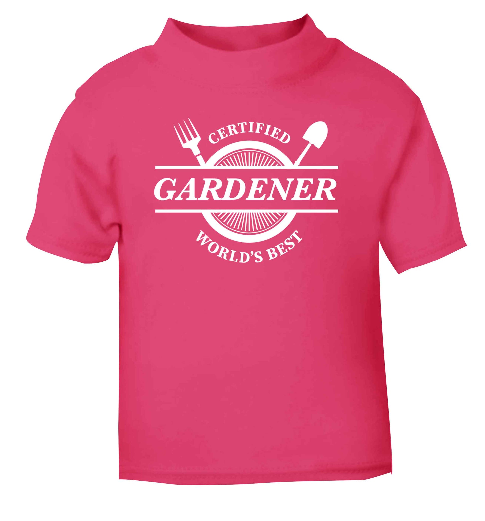 Certified gardener worlds best pink Baby Toddler Tshirt 2 Years