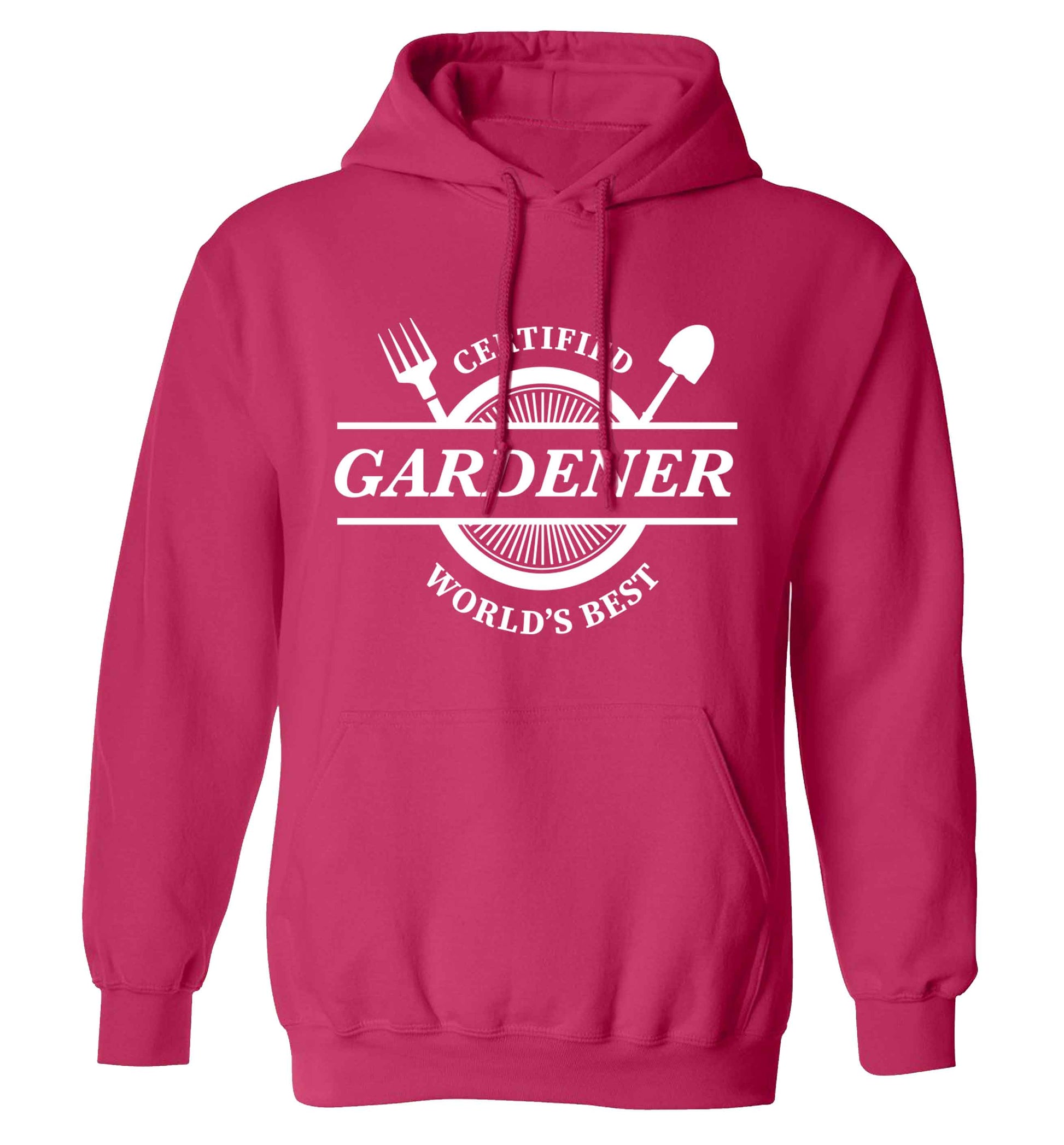 Certified gardener worlds best adults unisex pink hoodie 2XL