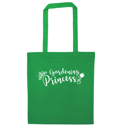 Gardening princess green tote bag