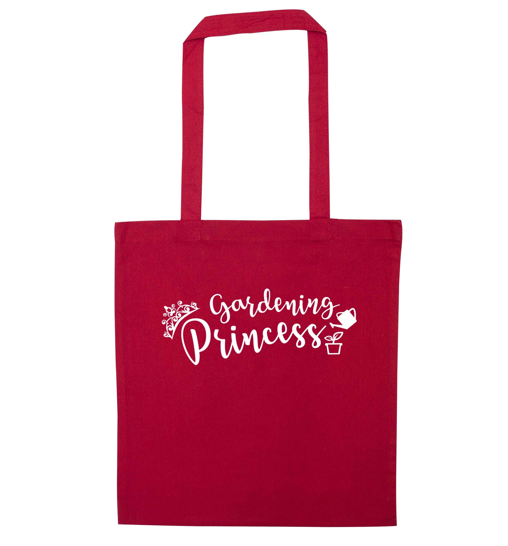 Gardening princess red tote bag