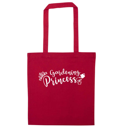 Gardening princess red tote bag