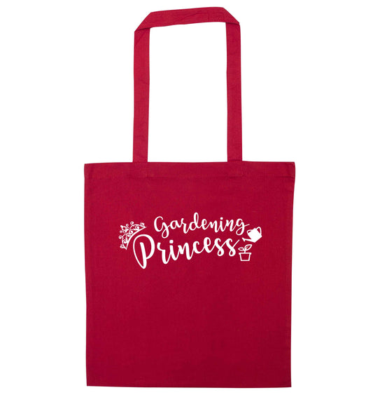 Gardening princess red tote bag