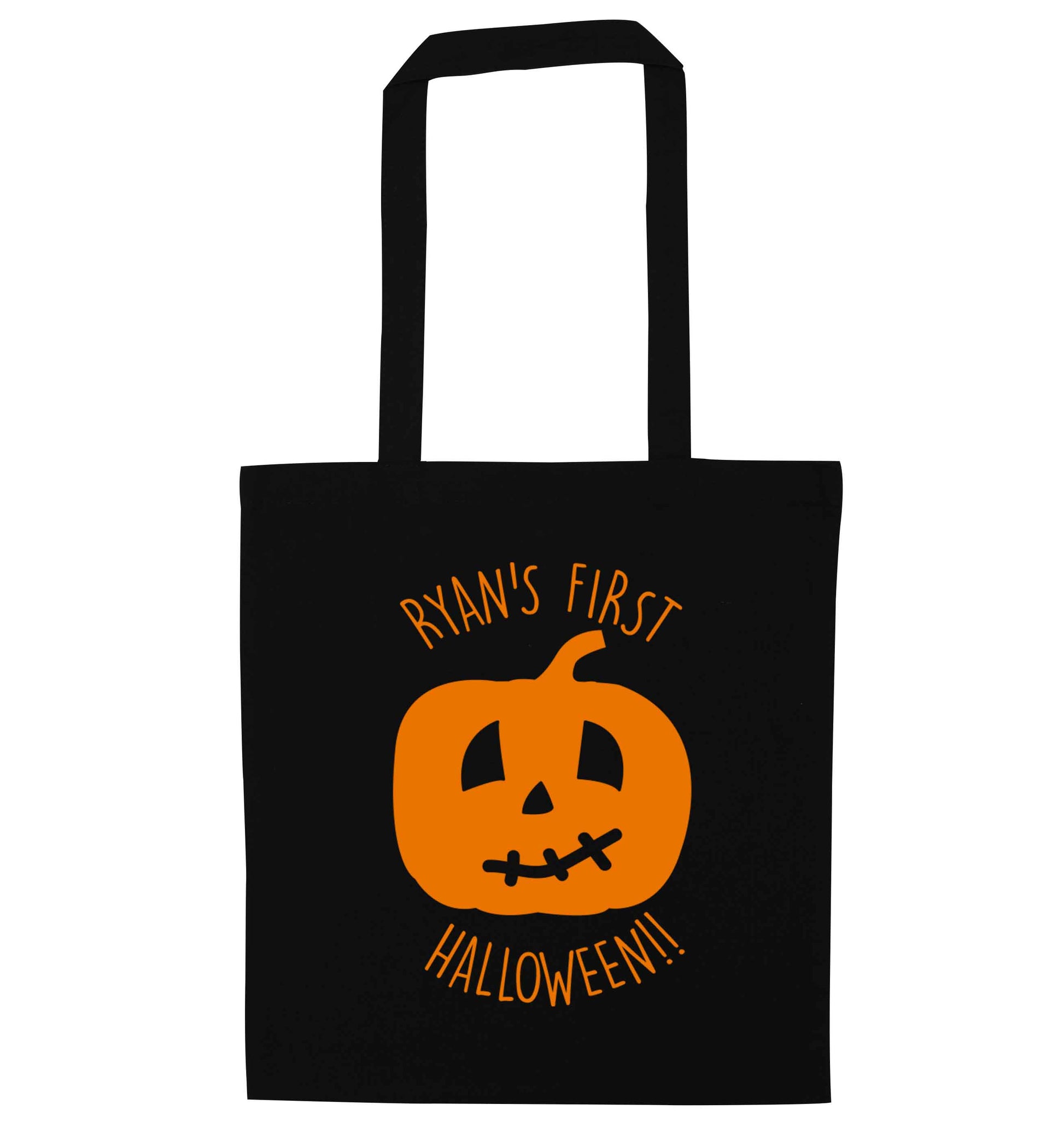 Personalised Halloween - pumpkin black tote bag