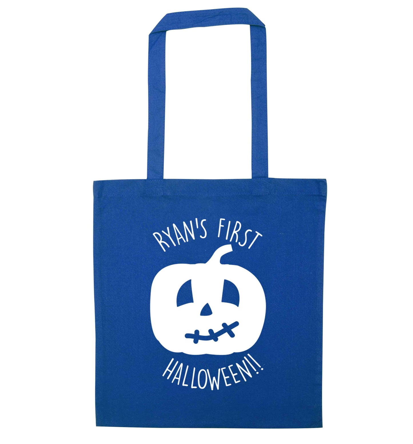 Personalised Halloween - pumpkin blue tote bag