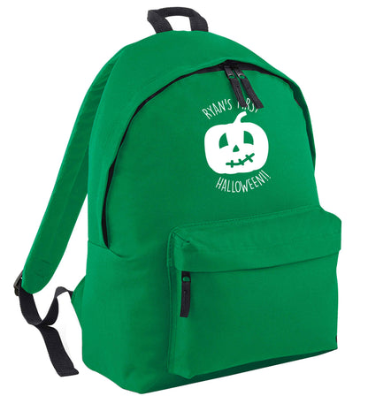 Personalised Halloween - pumpkin green adults backpack