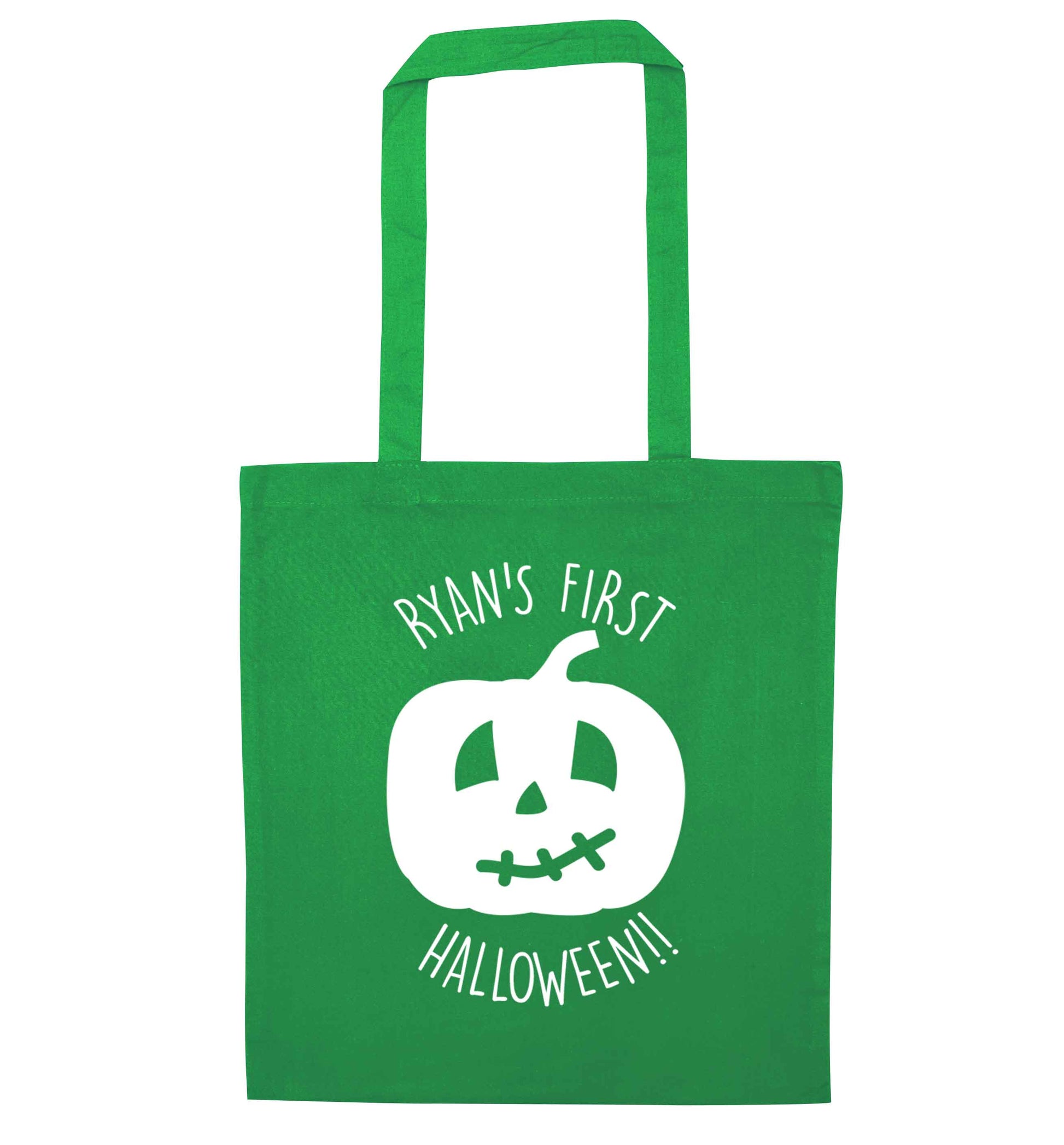 Personalised Halloween - pumpkin green tote bag