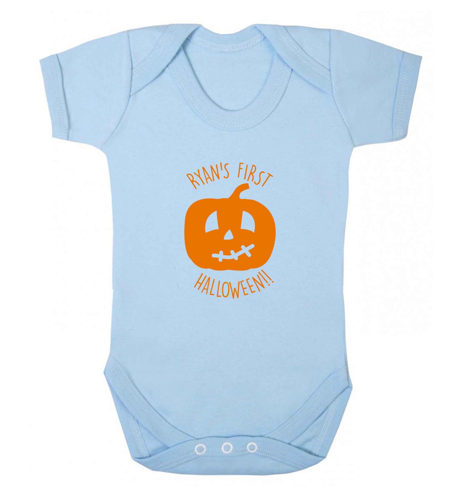 Personalised Halloween - pumpkin baby vest pale blue 18-24 months