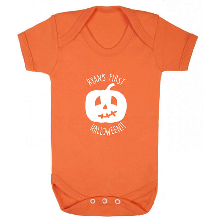 Personalised Halloween - pumpkin baby vest orange 18-24 months