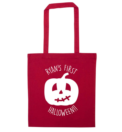 Personalised Halloween - pumpkin red tote bag