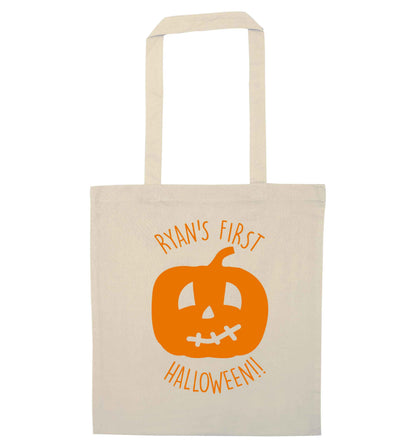 Personalised Halloween - pumpkin natural tote bag