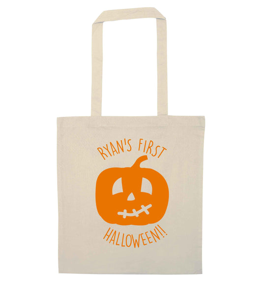Personalised Halloween - pumpkin natural tote bag