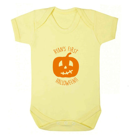 Personalised Halloween - pumpkin baby vest pale yellow 18-24 months