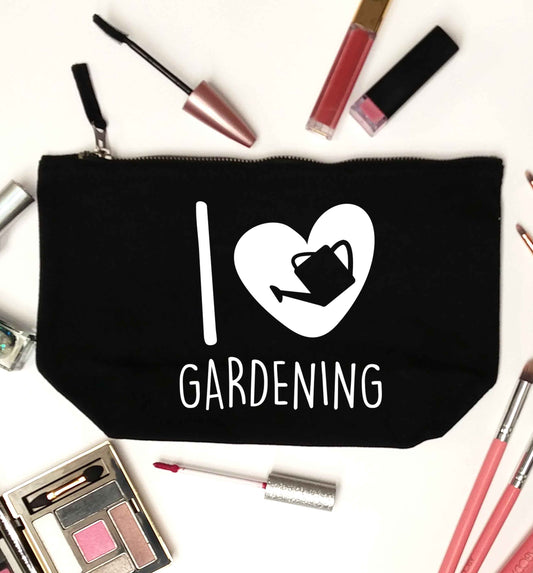 I love gardening black makeup bag