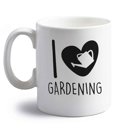 I love gardening right handed white ceramic mug 