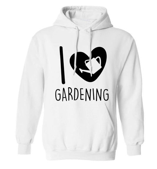 I love gardening adults unisex white hoodie 2XL