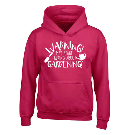 Warning may start talking about gardening children's pink hoodie 12-13 Years
