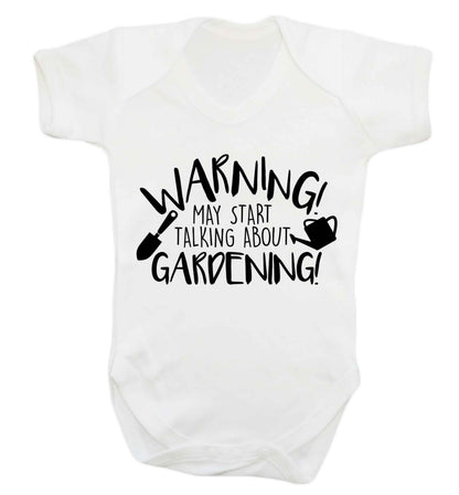 Warning may start talking about gardening Baby Vest white 18-24 months