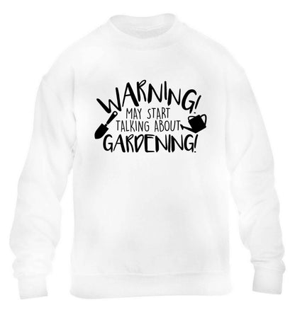Warning may start talking about gardening children's white sweater 12-13 Years
