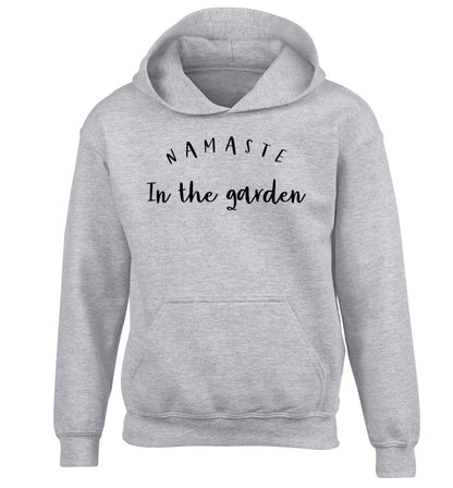 Namaste in the garden children's grey hoodie 12-13 Years