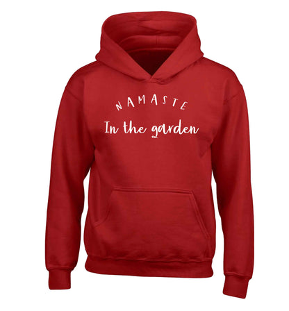 Namaste in the garden children's red hoodie 12-13 Years