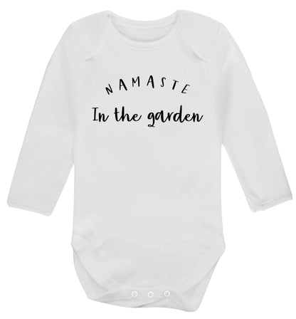 Namaste in the garden Baby Vest long sleeved white 6-12 months
