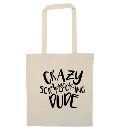 Crazy scrapbooking dude natural tote bag