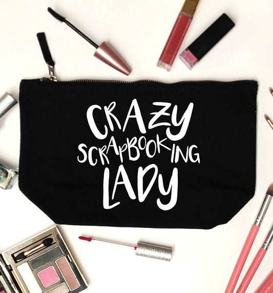 Crazy scrapbooking lady black makeup bag