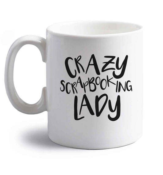 Crazy scrapbooking lady right handed white ceramic mug 