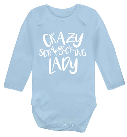 Crazy scrapbooking lady Baby Vest long sleeved pale blue 6-12 months