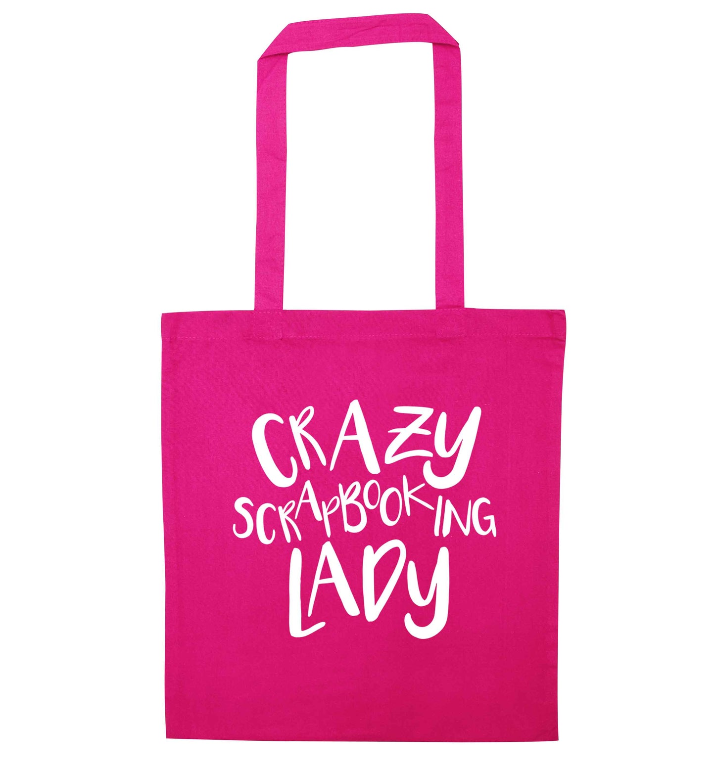 Crazy scrapbooking lady pink tote bag