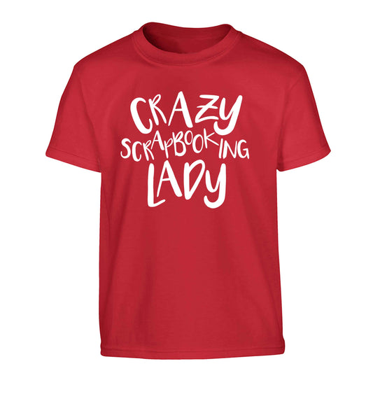 Crazy scrapbooking lady Children's red Tshirt 12-13 Years