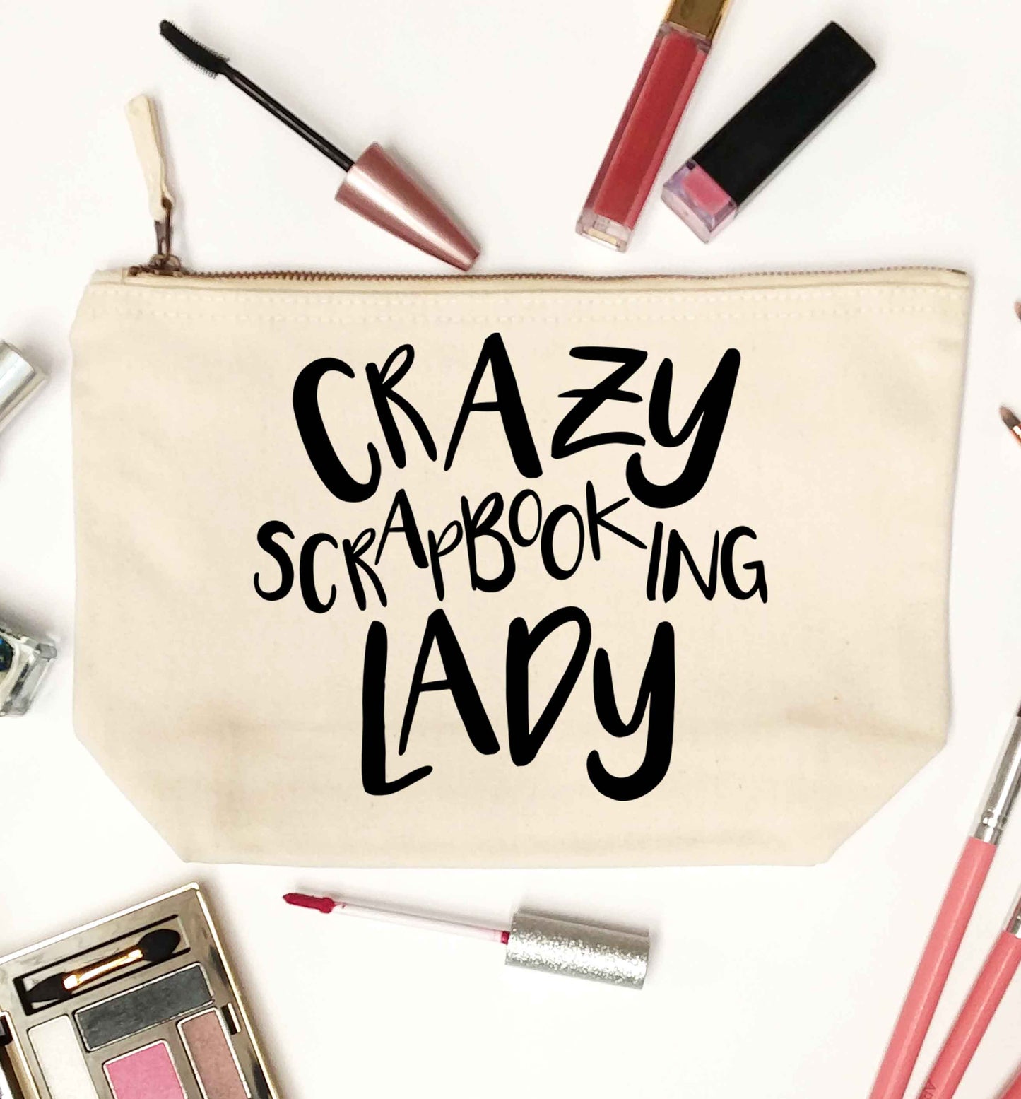 Crazy scrapbooking lady natural makeup bag