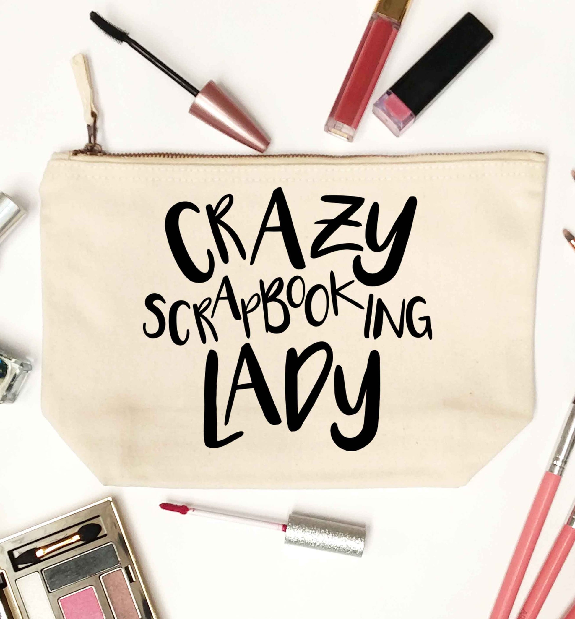 Crazy scrapbooking lady natural makeup bag