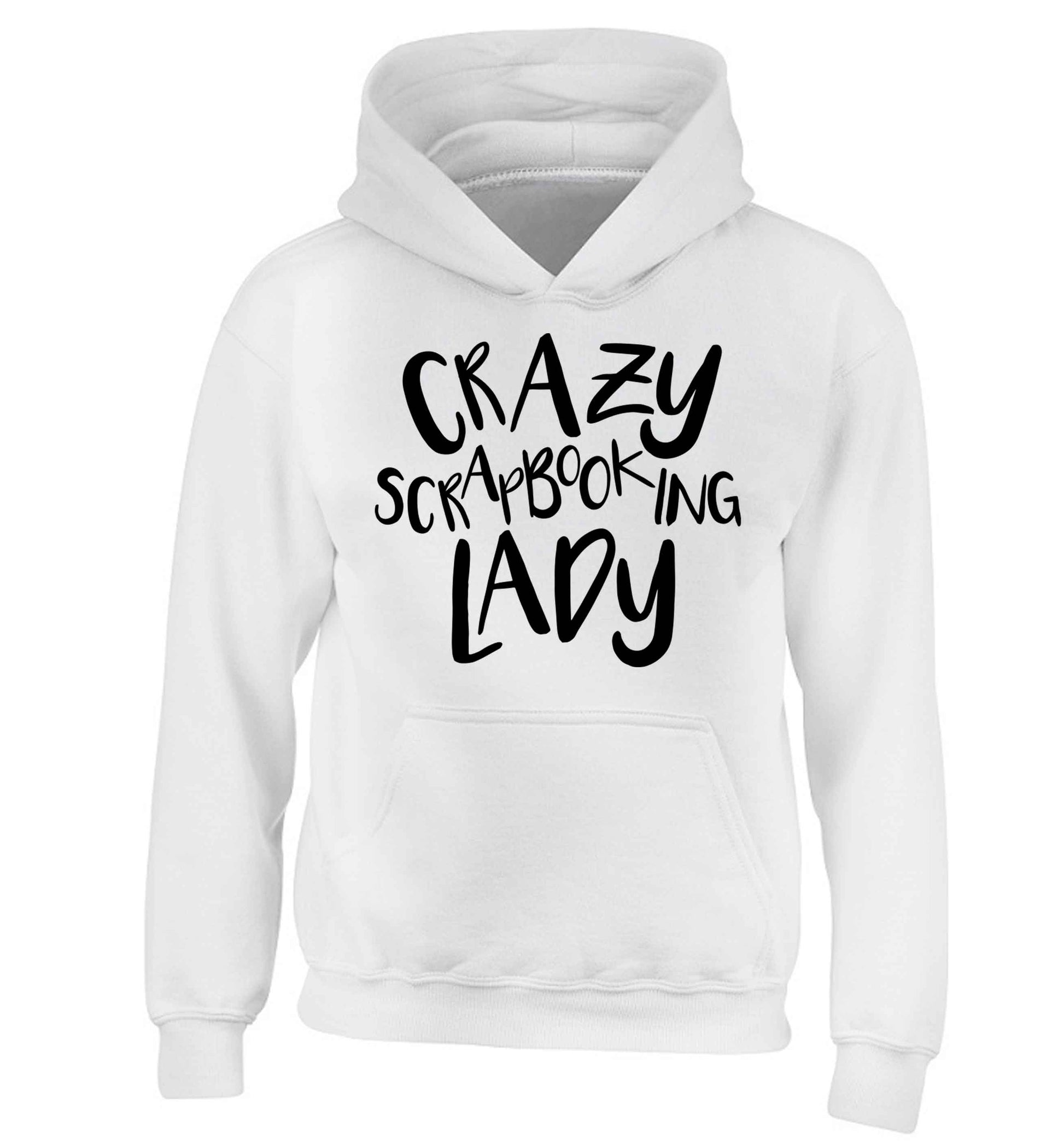 Crazy scrapbooking lady children's white hoodie 12-13 Years