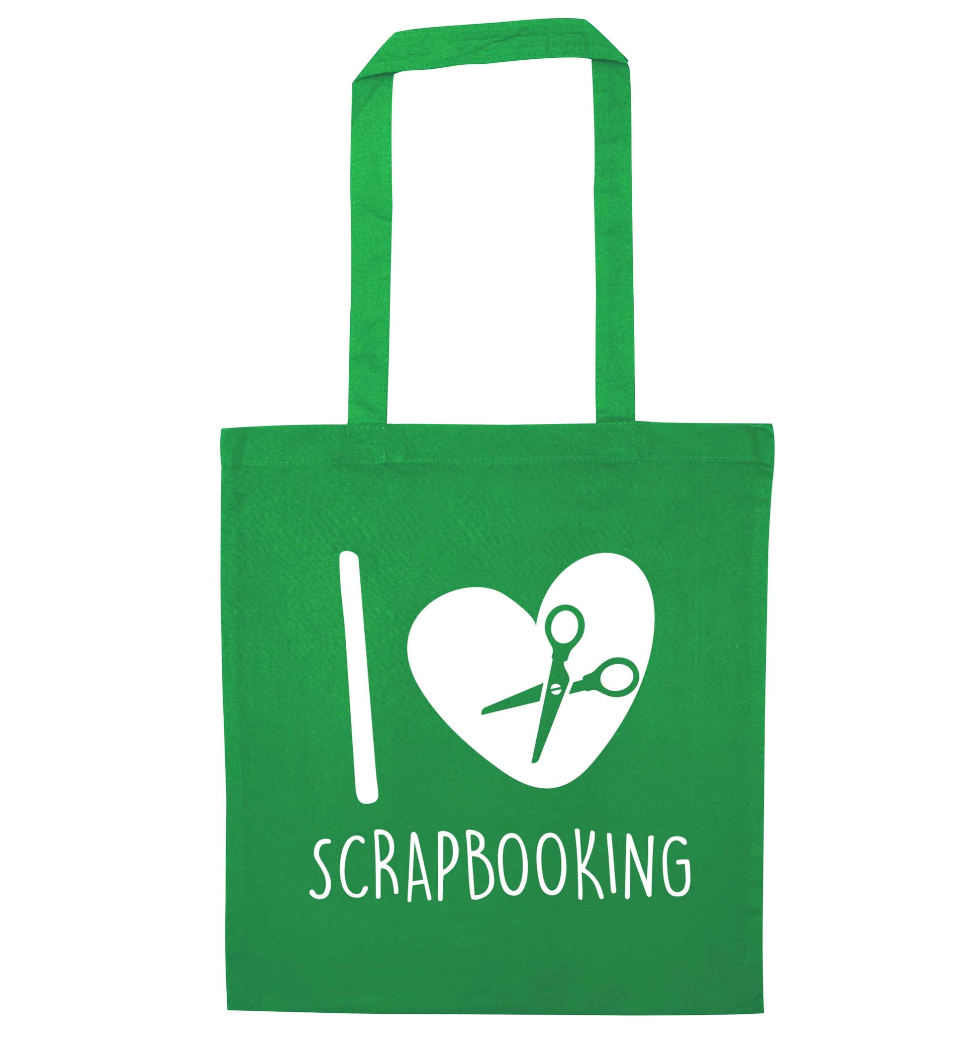 I love scrapbooking green tote bag