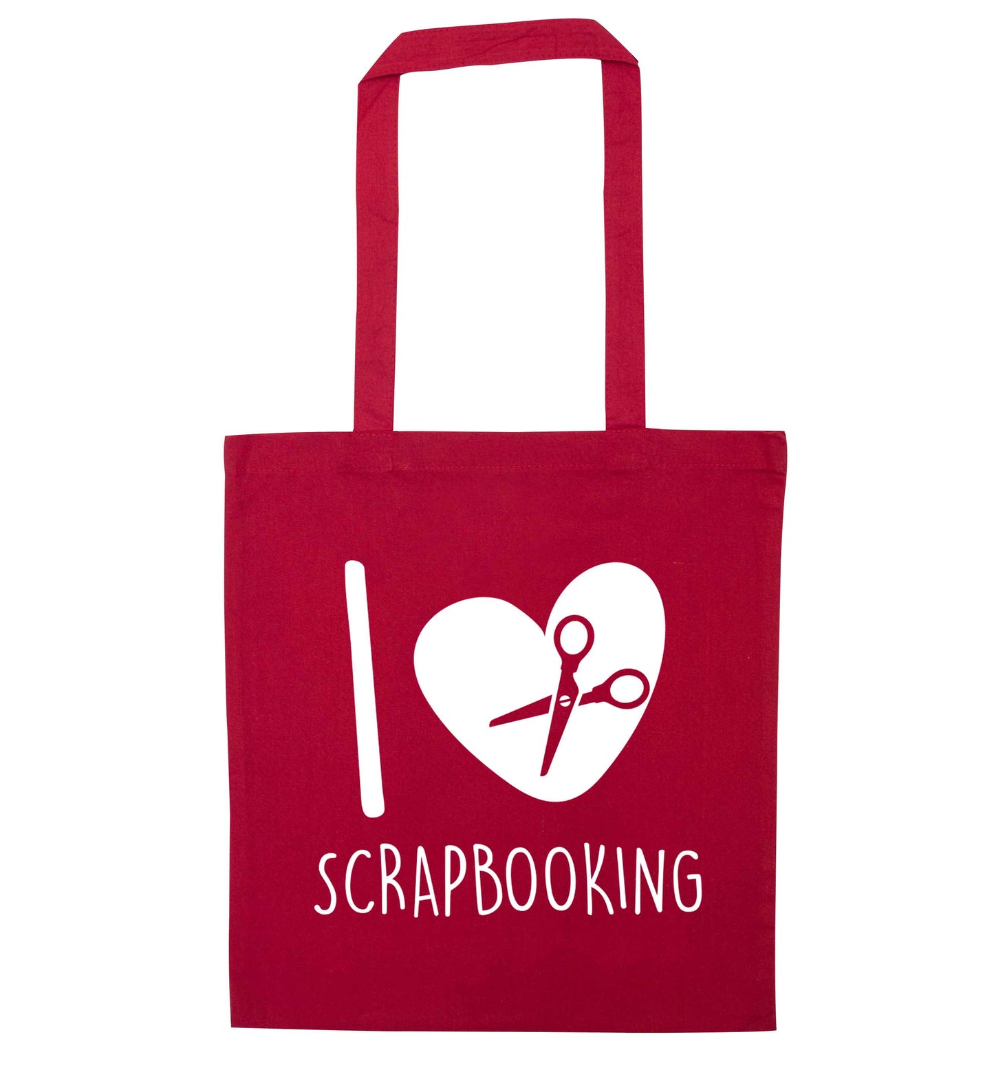 I love scrapbooking red tote bag