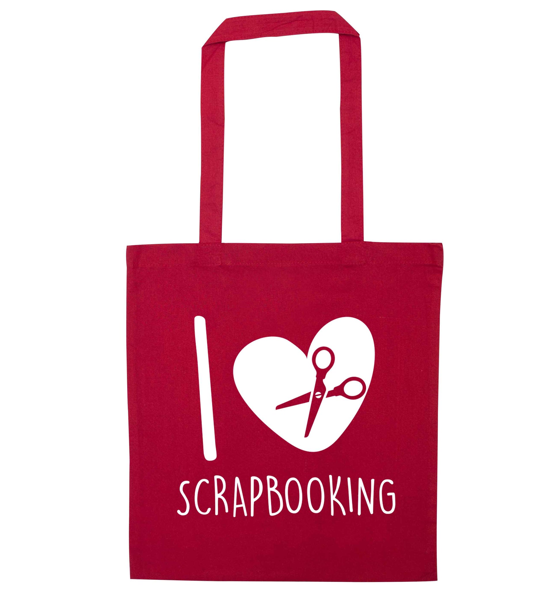 I love scrapbooking red tote bag