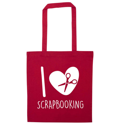 I love scrapbooking red tote bag