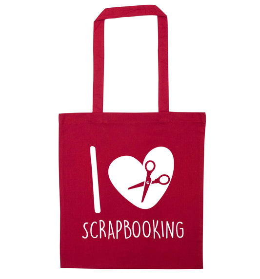 I love scrapbooking red tote bag