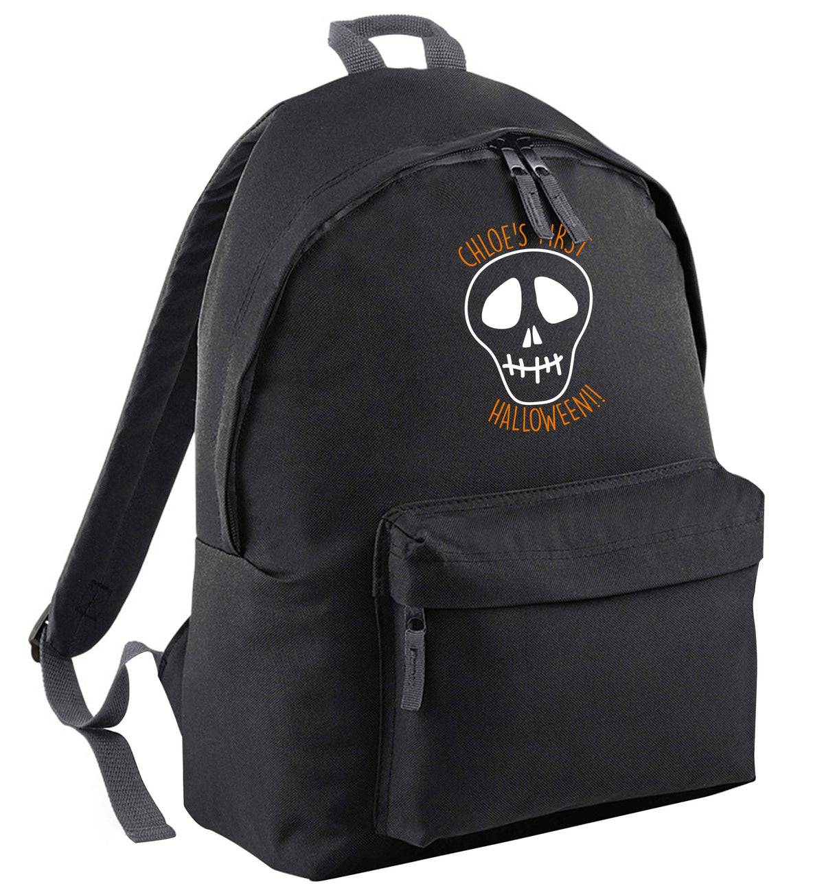 Personalised Skull 1st Halloween black adults backpack