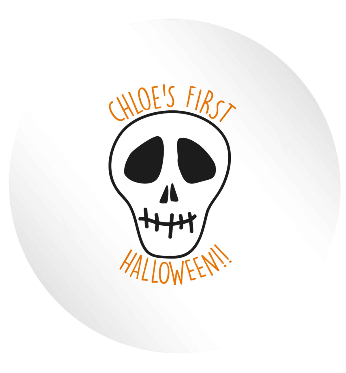 Personalised Skull 1st Halloween 24 @ 45mm matt circle stickers