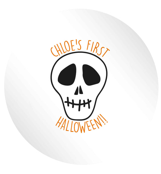Personalised Skull 1st Halloween 24 @ 45mm matt circle stickers