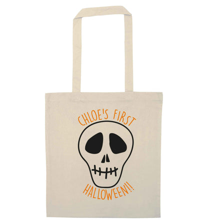 Personalised Skull 1st Halloween natural tote bag